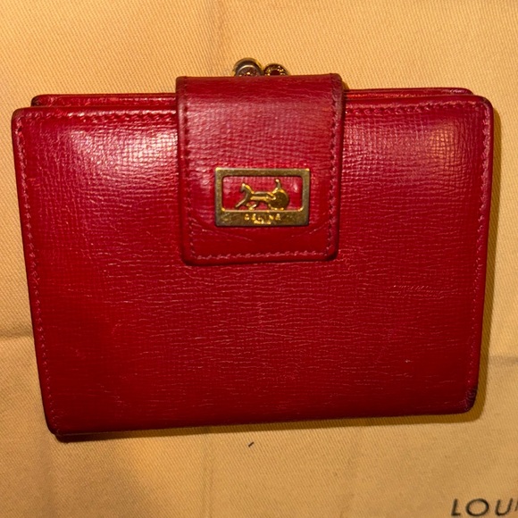 Celine Red Kisslock and Snap Wallet - Picture 1 of 8